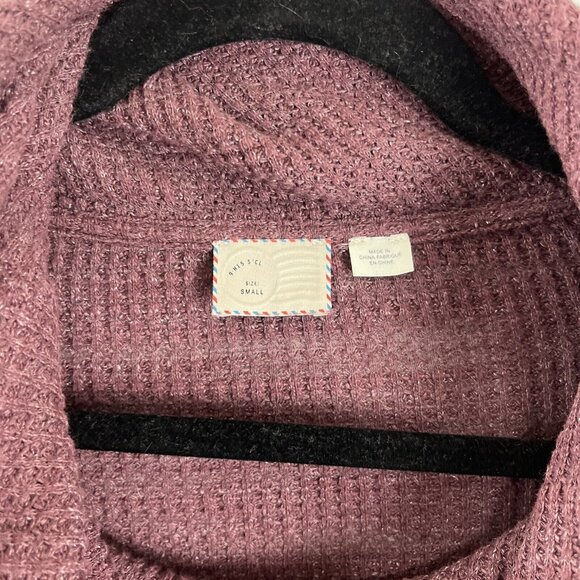 Anthropologie Postage Stamp Purple Cowl-Neck Waffle-Print Top Women’s Size S - Picture 3 of 10